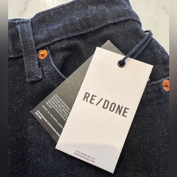 Re Done- Dark Wash Denim 90s High Rise Loose Straight Leg Jeans - Picture 5 of 7